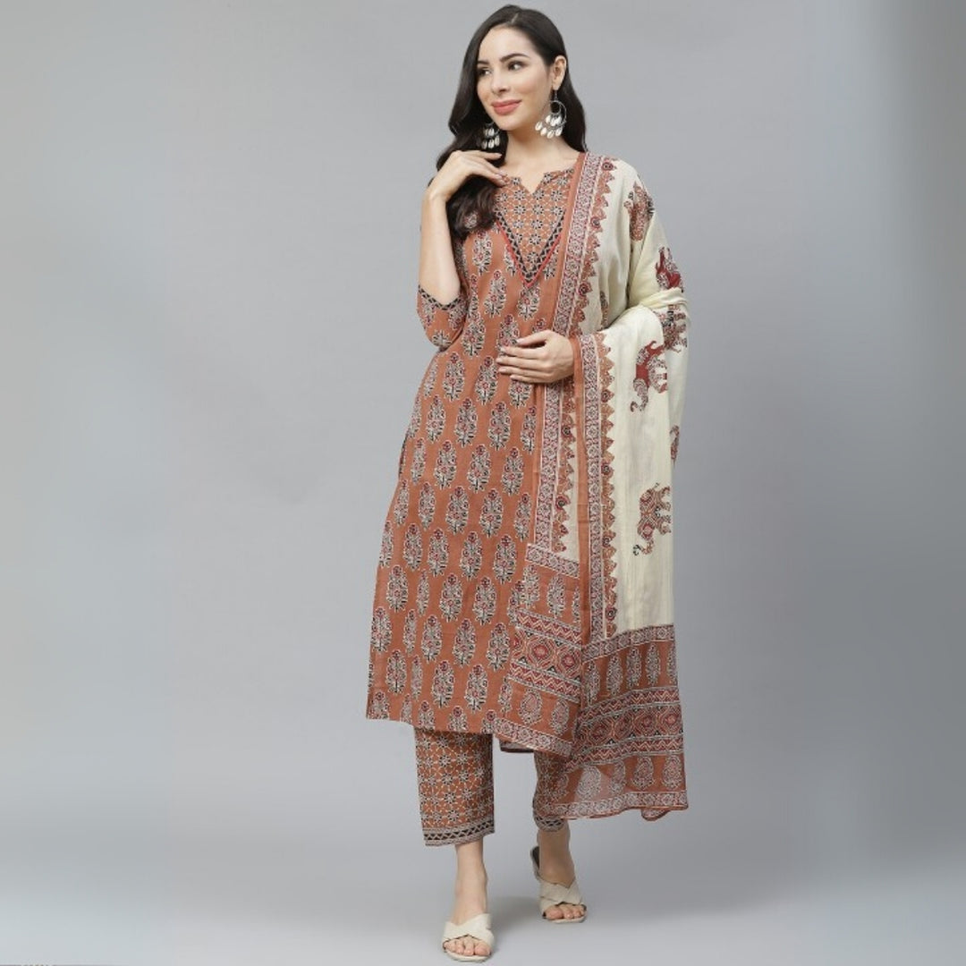Cotton Kurti Set for Women – Ethnic Printed 3-Piece Combo | EP-04