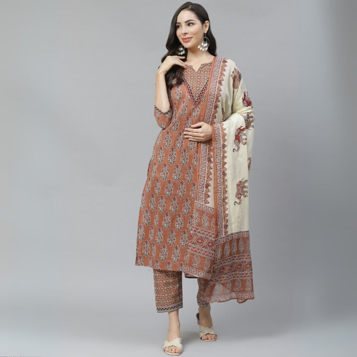 Cotton Kurti Set for Women – Ethnic Printed 3-Piece Combo | EP-04