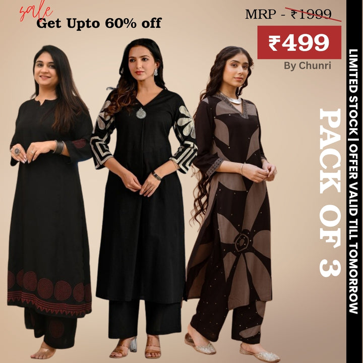 3-Piece Women’s Palazzo Kurti Set | Fusion of Comfort and Style for Any Occasion | KS-08