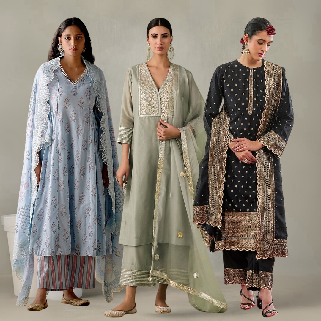Celebrate Tradition with Our 3 Combo Festive Kurta Sets + Dupatta | FK-06