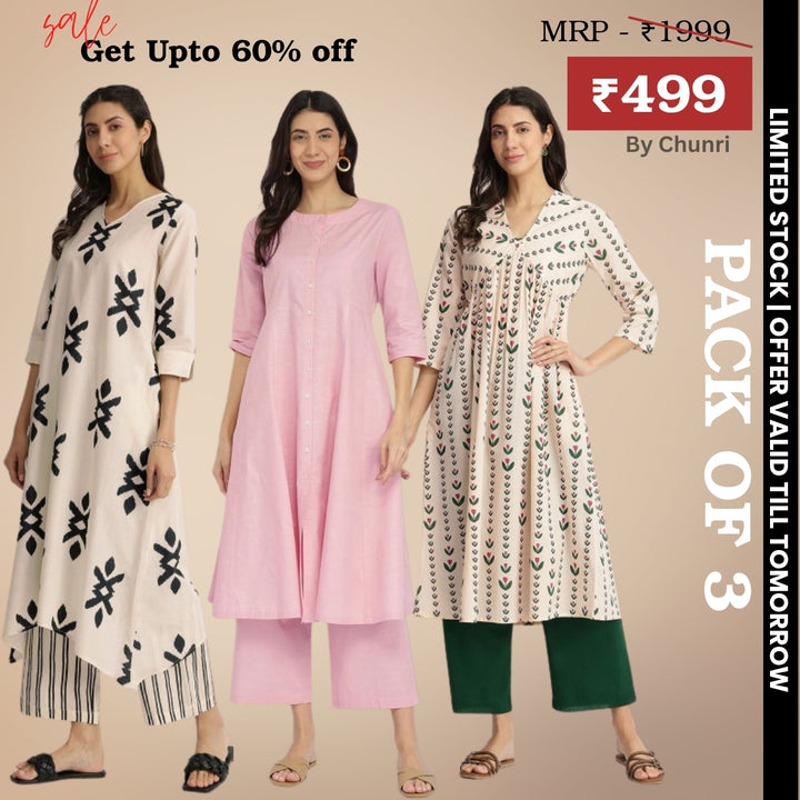 3-Piece Women’s Palazzo Kurti Set | Fusion of Comfort and Style for Any Occasion | KS-03