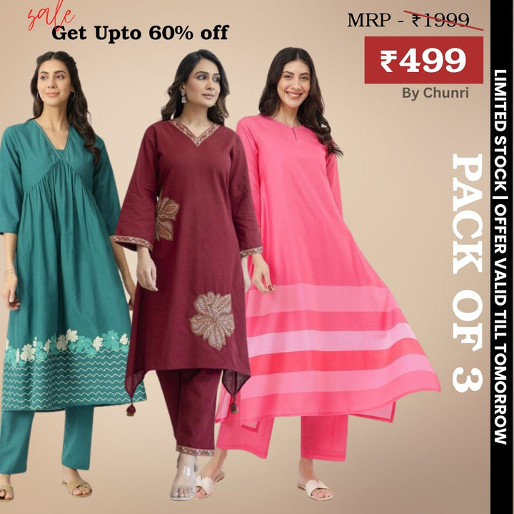 3-Piece Women’s Palazzo Kurti Set | Fusion of Comfort and Style for Any Occasion | KS-04