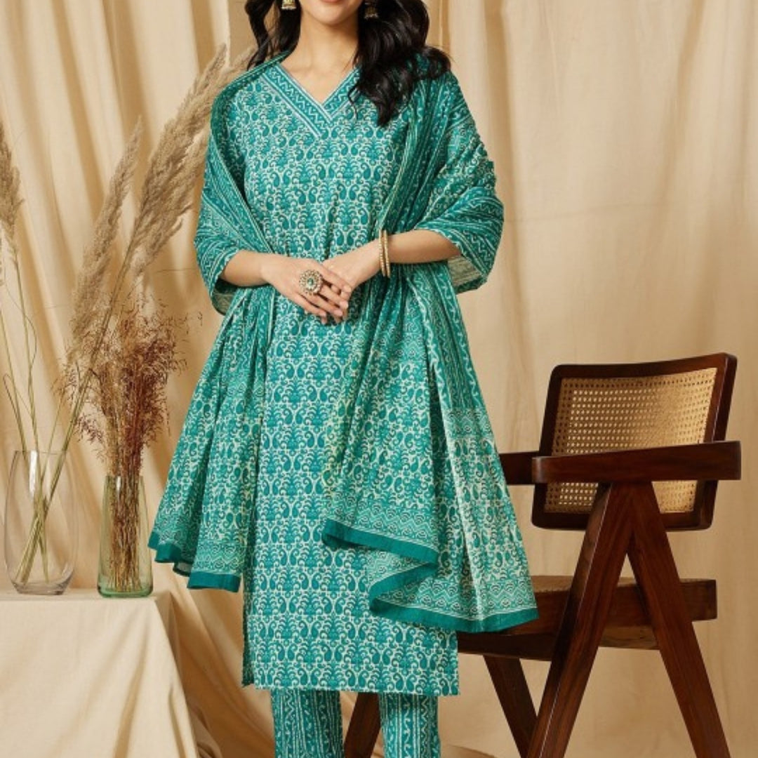 Cotton Kurti Set for Women – Ethnic Printed 3-Piece Combo | EP-03