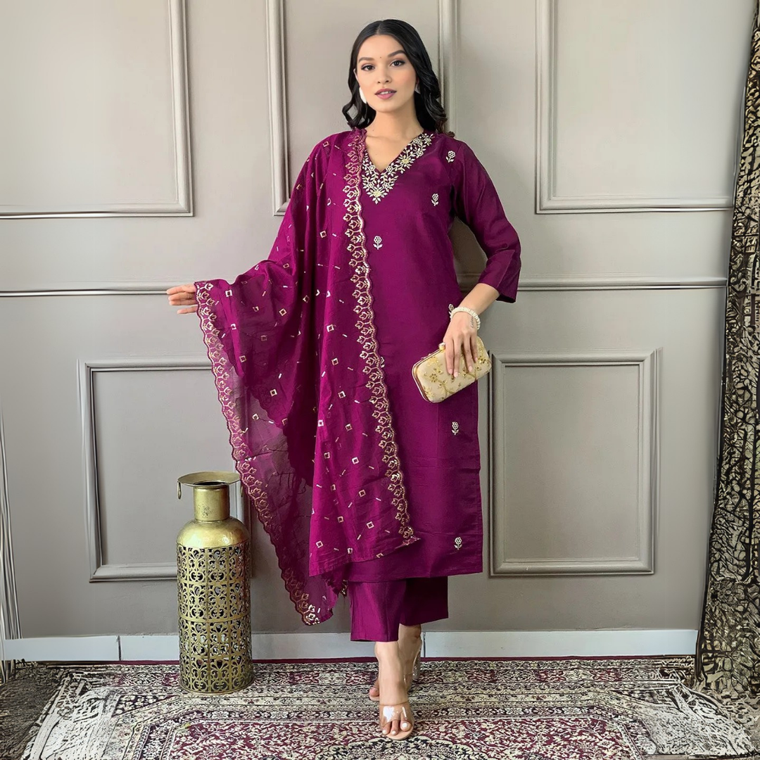 Elegant 3-Piece Women Kurti Set with Dupatta Combo Pack – Stylish, Comfortable & Versatile Ethnic Wear | KS-06