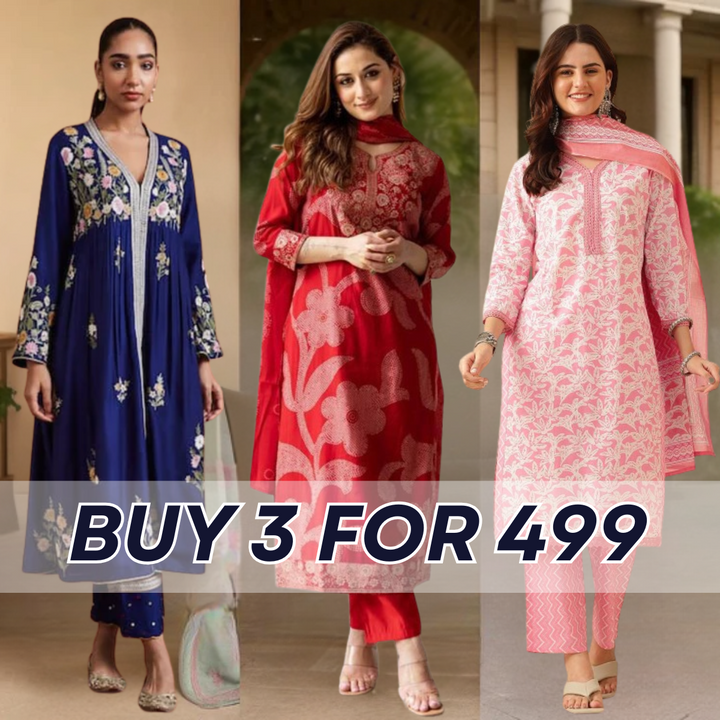 Cotton Kurti Set for Women – Ethnic Printed 3-Piece Combo | EP-09
