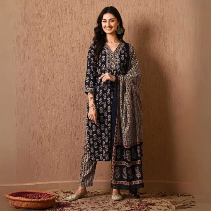 Comfort Meets Style: Women’s 3 Pack Cotton Kurta Set with Dupatta for Everyday Elegance| CK-10