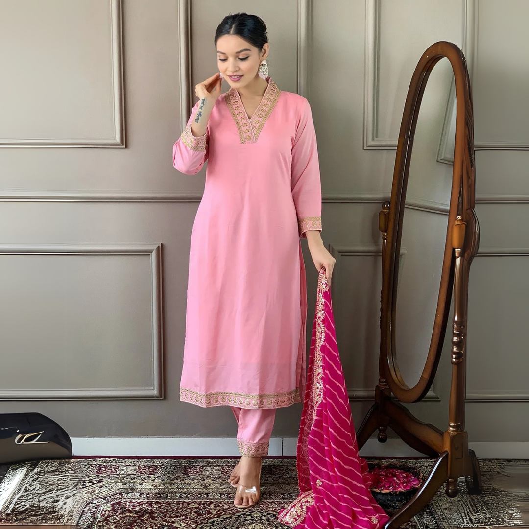 Elegant 3-Piece Women Kurti Set with Dupatta Combo Pack – Stylish, Comfortable & Versatile Ethnic Wear | KS-07