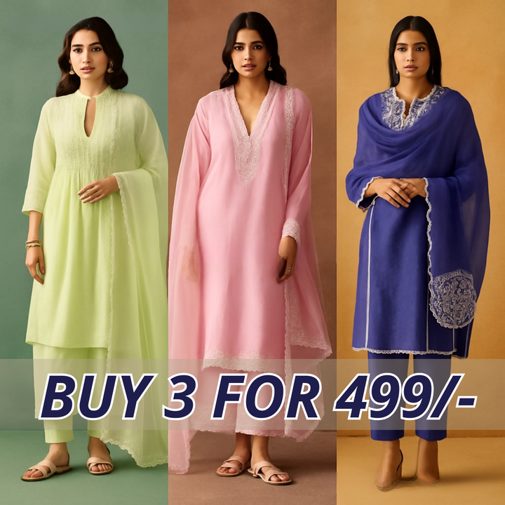 Celebrate Tradition with Our 3 Combo Festive Kurta Sets + Dupatta | FK-02