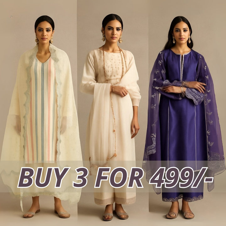 Celebrate Tradition with Our 3 Combo Festive Kurta Sets + Dupatta | FK-07