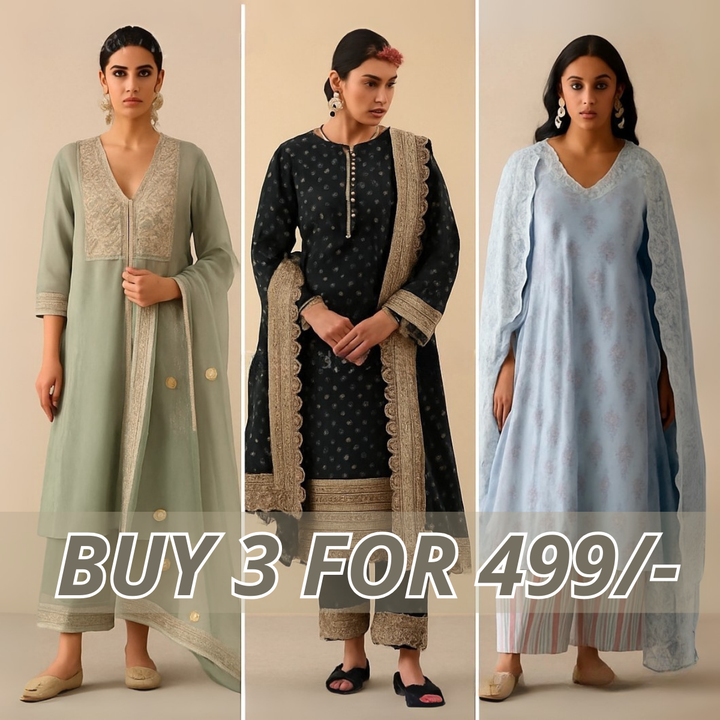 Celebrate Tradition with Our 3 Combo Festive Kurta Sets + Dupatta | FK-06