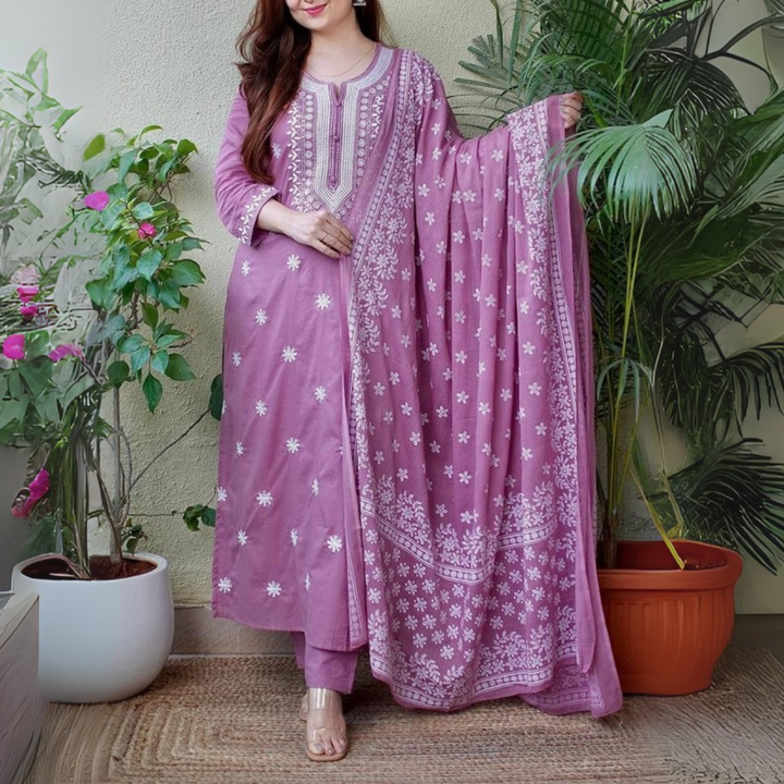Elegant 3-Piece Women Kurti Set with Dupatta Combo Pack – Stylish, Comfortable & Versatile Ethnic Wear | KS-10