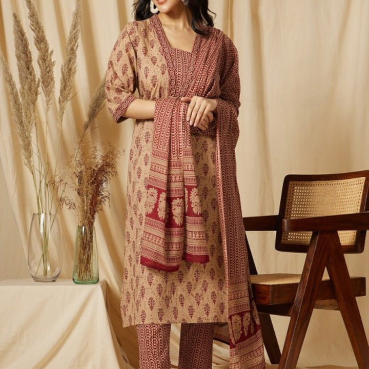 Cotton Kurti Set for Women – Ethnic Printed 3-Piece Combo | EP-01