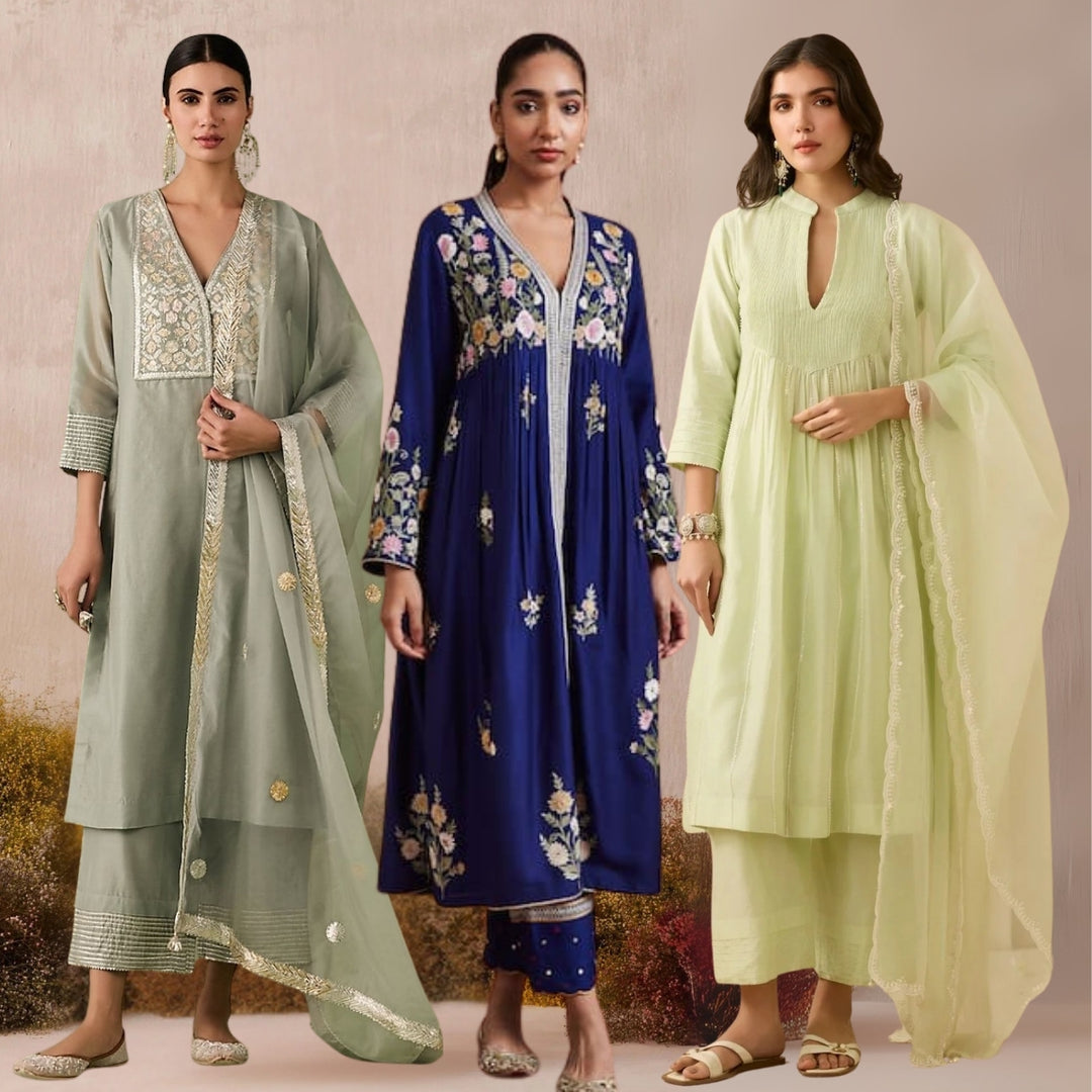Celebrate Tradition with Our 3 Combo Festive Kurta Sets + Dupatta | FK-04