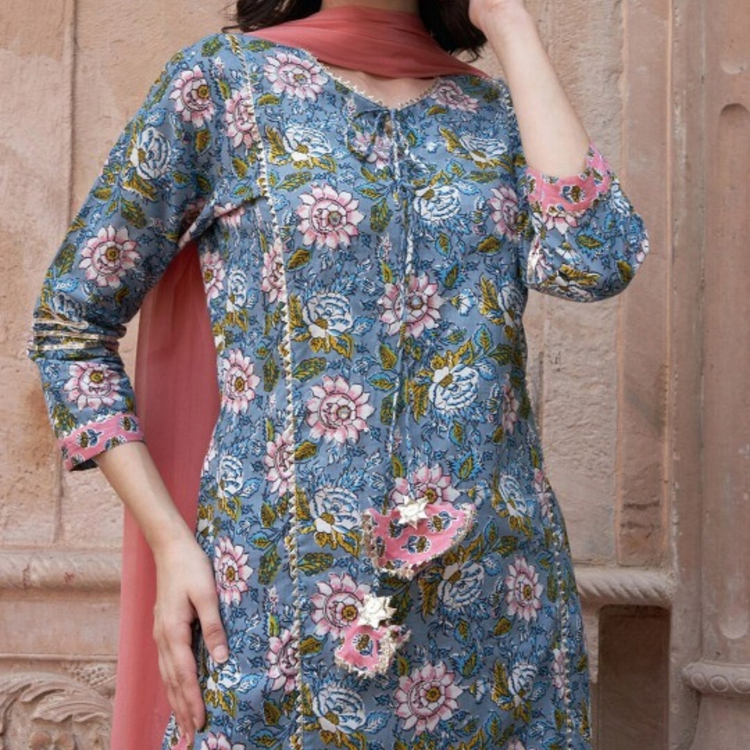 Cotton Kurti Set for Women – Ethnic Printed 3-Piece Combo | EP-02